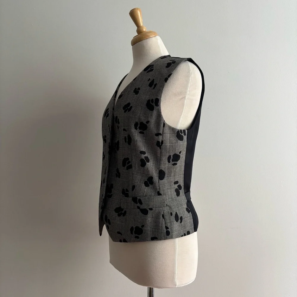 Vintage 90s ESCADA Silk and Wool Houndstooth Check Vest Waistcoat 38 - Picture 8 of 11